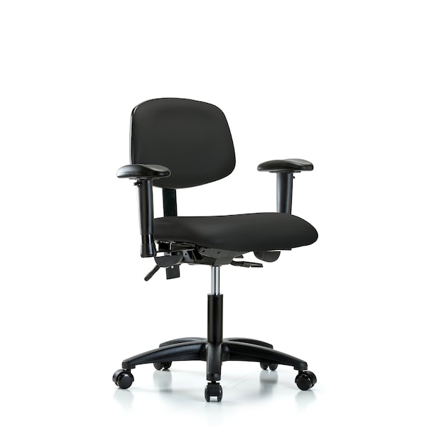 Blue Ridge Ergonomics Desk Chair Desk Chair, Vinyl, Tilt AA Casters, Blk, Adjustable Arms, 18" to 23" Height, Vinyl, Black BR-VDHCH-RG-T1-A1-RC-8540 - main