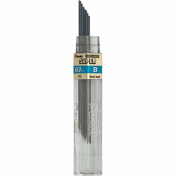 Pentel of America 50B 0.7 mm Super Hi-Polymer Lead Refills; Black - 12 Per Pack 50B - main