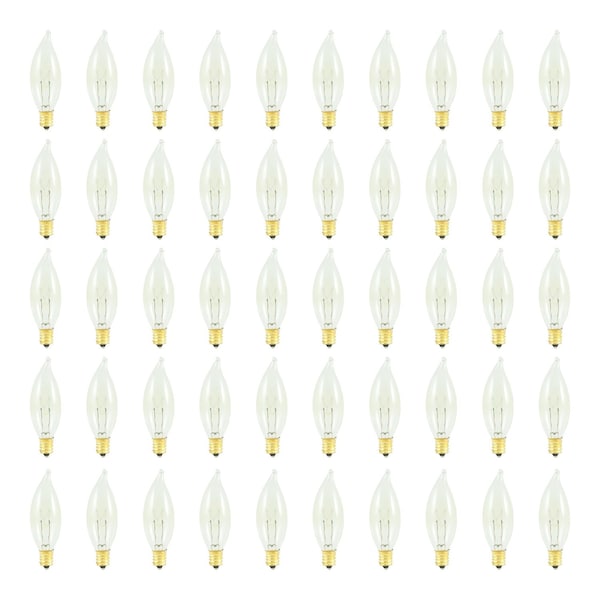 Bulbrite 25w Dimmable Clear CA8 Incandescent Light Bulbs Candelabra (E12) Base, 2700K Warm White Light, 50PK 861988 - main