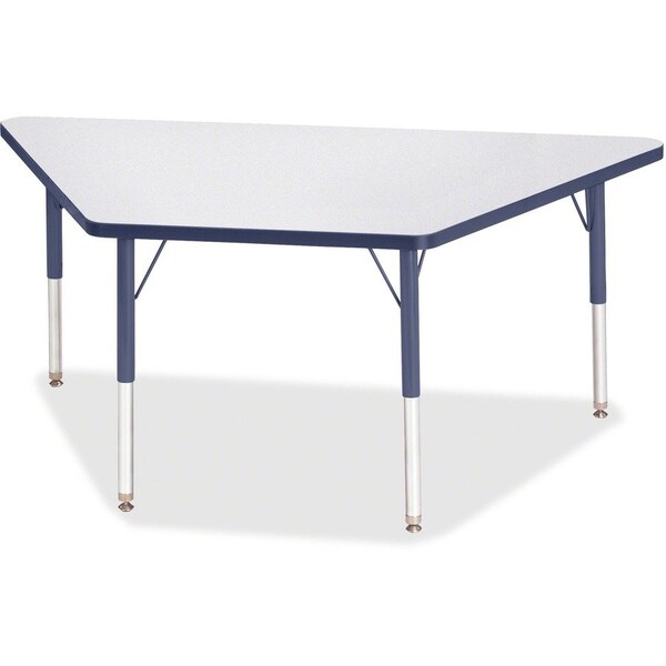 Jonti-Craft Berries Trapezoid Activity Tables, 30 in. x 60 in., E-height, Freckled Gray/Navy/Gray 6443JCE112 - main