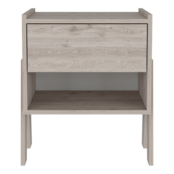 Homeroots 22" Light Gray Wood One Drawer Nightstand 534888 - main