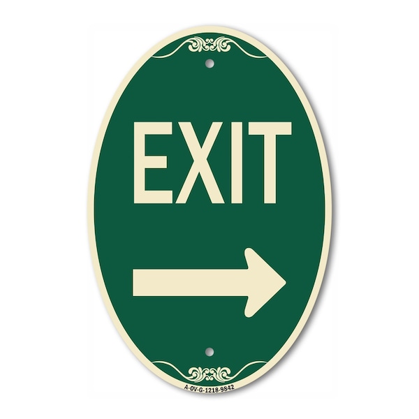 Signmission Exit With Right Arrow, 12 Inch X 18 Inch Designer, Heavy Gauge Aluminum A-OV-G-1218-9842 - main