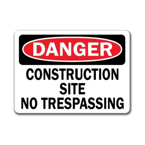 Signmission Danger Sign - Construction Site No Trespassing - 10'' x 14'' OSHA Safety Sign, , Plastic Sign DS-No Trespassing Construction 1 - main