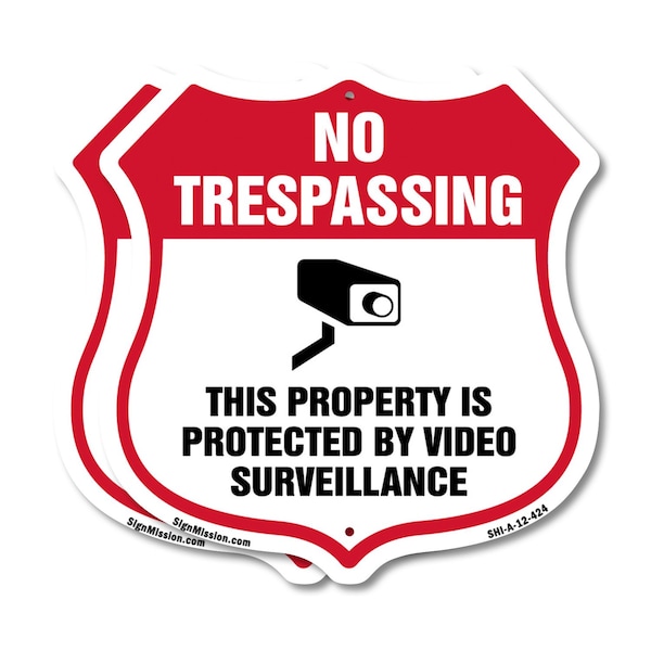 Signmission No Trespassing Shield Sign This Property, 12 inch X 12 inch, Aluminum Metal Sign, 2PK SHI-A-2PACK-12-424 - main