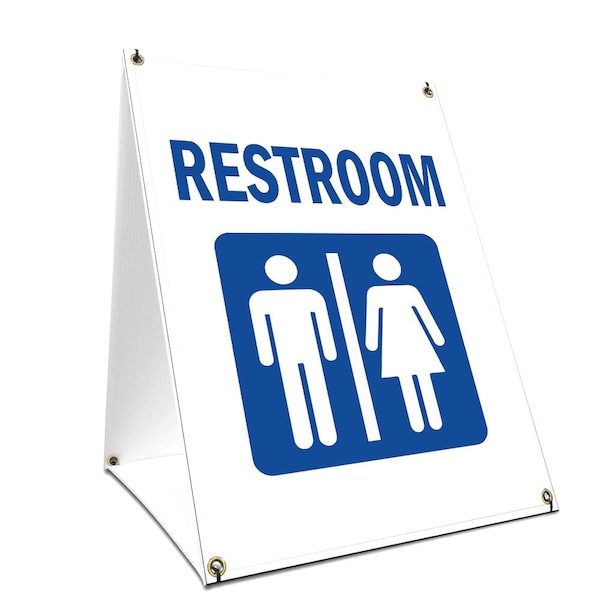 Signmission Restroom, 36 Inch x 24 Inch A-frame Yard Sign, Plastic Sign SBC-2436-Restroom - main