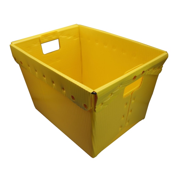 Flipside Corrugated Postal Storage Tote, 18-1/4 in L x 13-1/4 in W x 11-3/5 in H, Yellow, Plastic, 4 PK 40142 - main