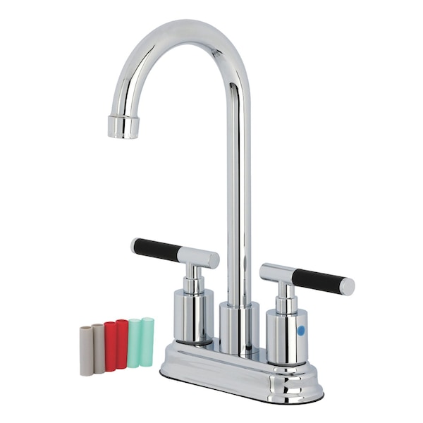 Kingston Brass Double-Handle 4" Centerset High-Arc Bar Faucet, Polished Chrome FB8491CKL - main