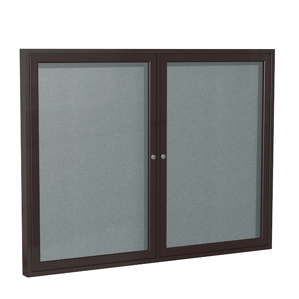 Ghent Indoor/Outdoor Enclosed Vinyl Bulletin Board, Bronze Aluminum Frame, 3'H x 5'W, 2 Door, Stone PB23660VX-199 - main