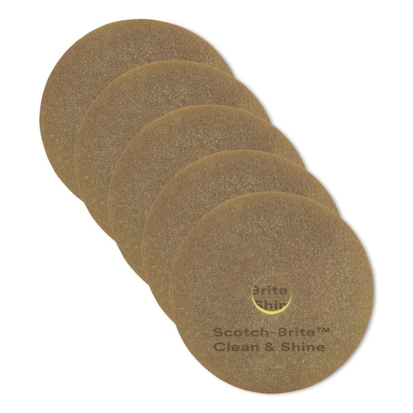 Scotch-Brite Clean and Shine Pad, 20" Diameter, Yellow/Gold, PK5 09541 - main