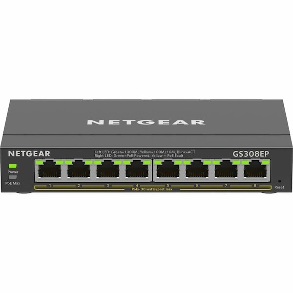 Netgear 8-PORT GIGABIT ETHERNET POE+ SMART MANAGED PLUS SWITCH GS308EP-100NAS - main