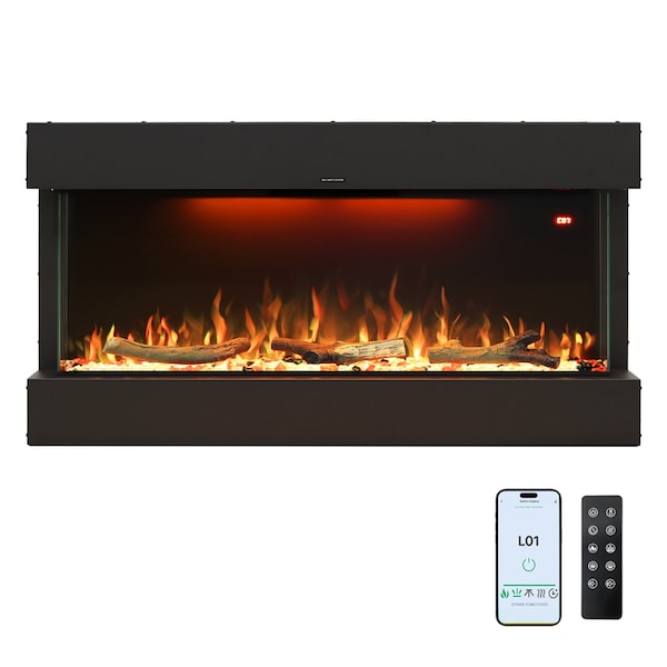 Edendirect 50 in. 5120BTU Wall Mount Electric Fireplace, 750W/1500W, Heat 400 sq. ft, Blower Heat, Remote ZR-TS50ZS-BOX - main