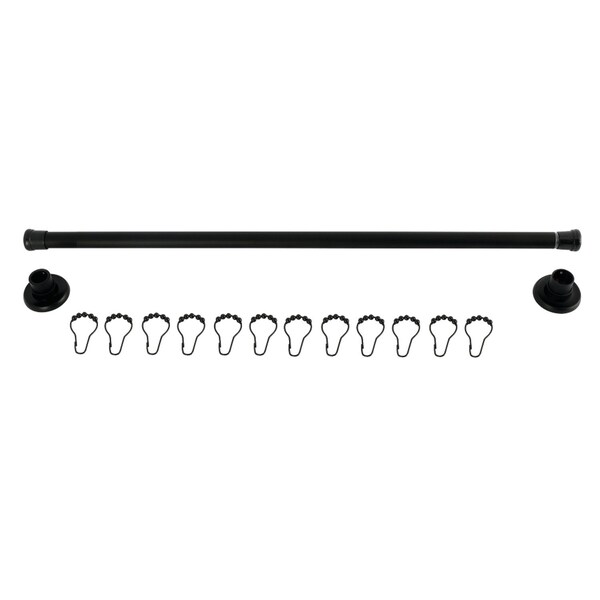 Kingston Brass 36"-60" Stainless Steel Adjustable Shower Curtain Rod with Rings, Matte Black KSR360 - main