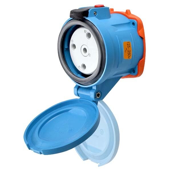 Meltric DS60 RECEPTACLE POLY BLUE SIZE 4 TYPE 4X IP 69 2P+N+G 60 A 125/250 VAC 60 Hz NO AUX 33-64076 - main