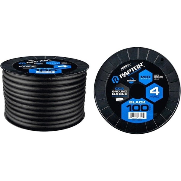 Raptor 4 AWG/100' POWER CABLE, BLACK CCA R4BK4100 - main