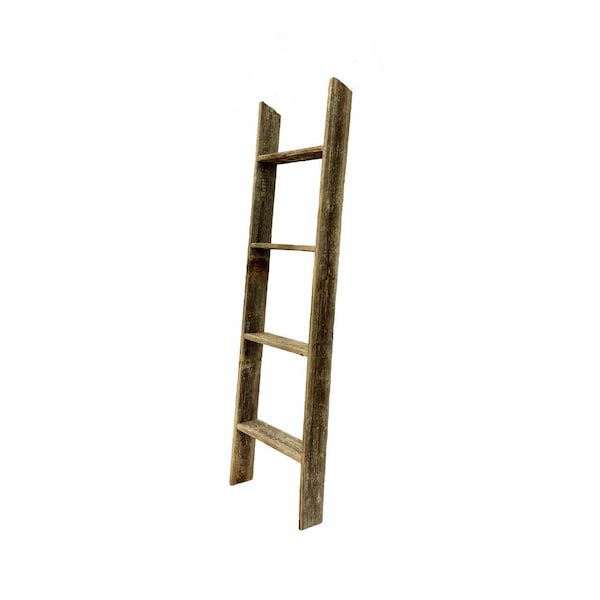 Homeroots 4 Step Rustic Black Wood Ladder Shelf 380324 - main