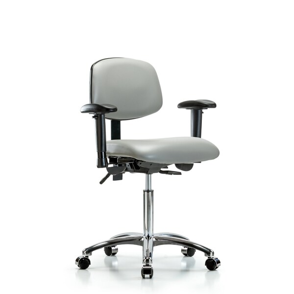 Blue Ridge Ergonomics Chair, Vin, Med Bench, Chr Tilt AA Cast, Dov, 6-Way Adjustable, 22" to 29" Height, Dove BR-VMBCH-CR-T1-A1-NF-CC-8567 - main