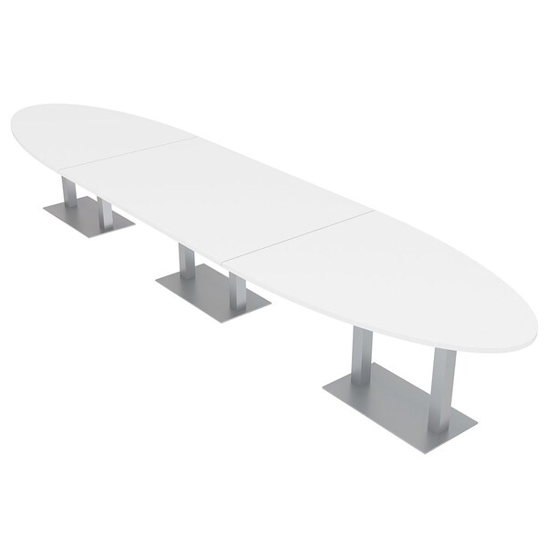 Skutchi Designs Oval Conference Table With Power Unit, 48 in W, 216 in L, White HAR-OVL-48X216-DOU-W960-NA - main