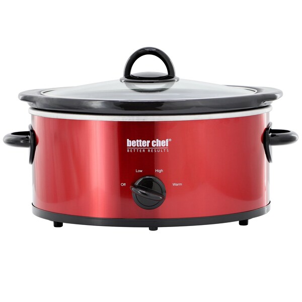 Better Chef 3 Quart Oval Slow Cooker in Red with Removable Stoneware Crock 750124779M - main