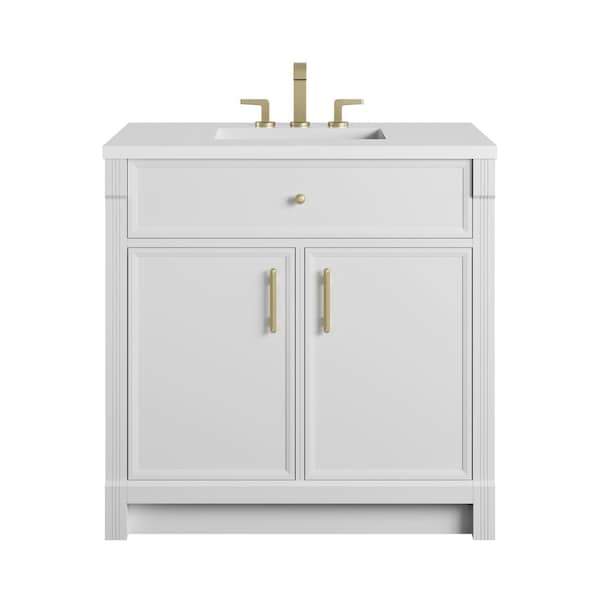 James Martin Vanities Bellshire 36" Single Vanity, Bright White w/ 3 CM White Zeus Silestone Top 660-V36-BW-3WZ - main
