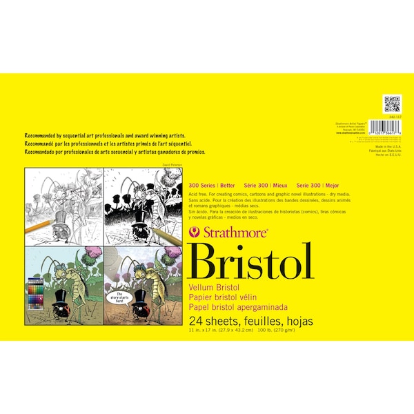 Strathmore 300 Series Bristol Pad, Vellum Finish, Tape Binding, 24 Sheet, 11x17 inch P342-117-1 - main
