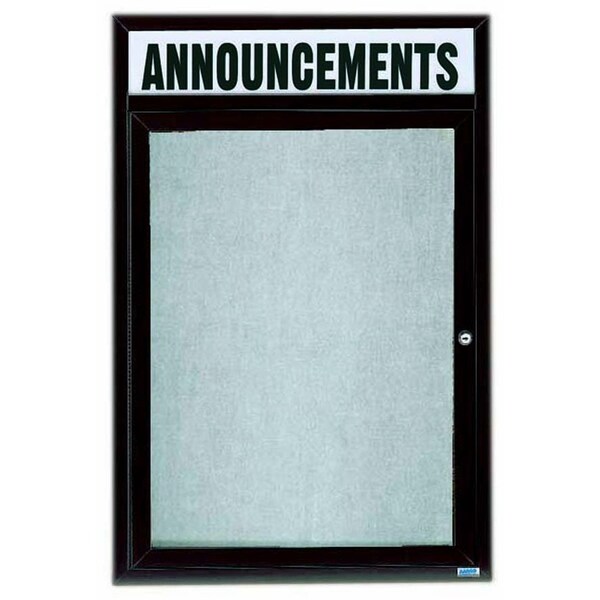 Aarco Outdoor Enclosed Bulletin Board w/ Al Frame Header, Bronze Anodized, 36''Hx24''W ODCC3624RHBA - main