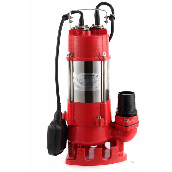 Hallmarkind Industries Sewage pump/ sump pump, 3/4HP, 115V, max head 38', 5600 GPH. 20' cable, S.S, heavy duty MA0387X-8-115 - main