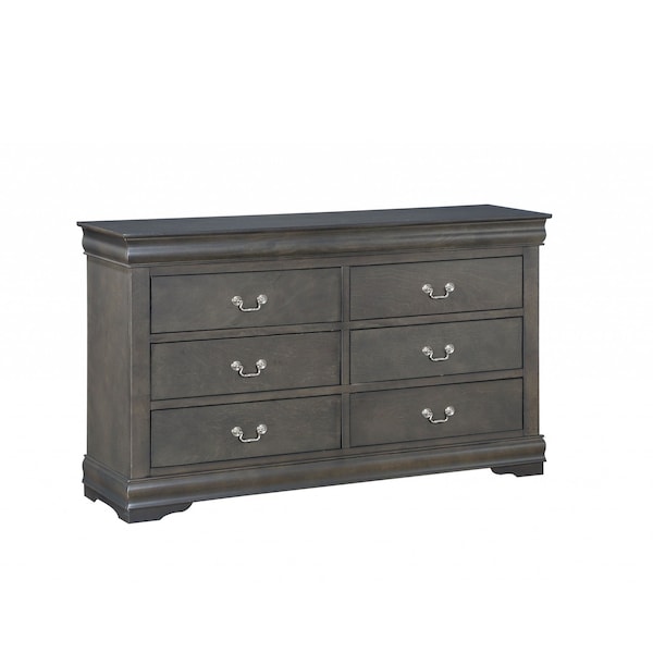 Homeroots 15" Gray Solid Wood Double Dresser 347121 - main