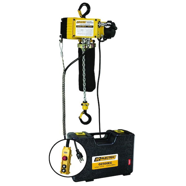 Oz Lifting Products 500 lb Electric Chain Hoist with 30 ft of lift OZ500EC-30 - main