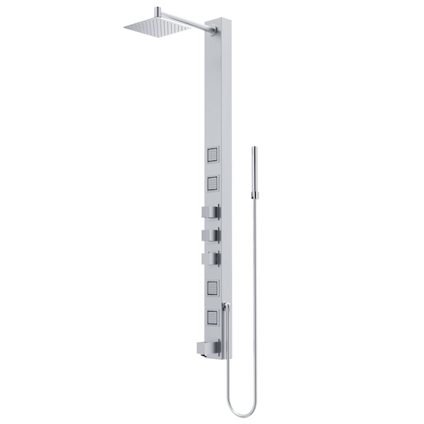 Vigo 58 in. H x 4 in. W 4-Jet Shower Panel System with Head, Tub Filler and Hand Wand, Stainless Steel VG08019ST - main