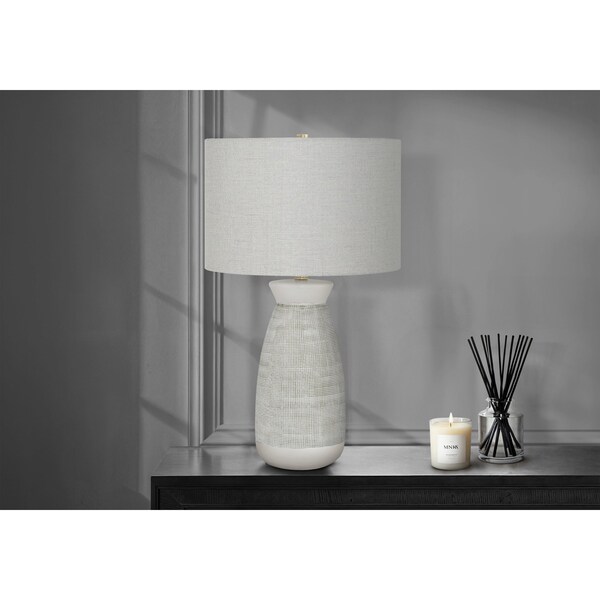 Monarch Specialties Lighting, 27 in.H, Table Lamp, Grey Ceramic, Grey Shade, Contemporary I 9725 - main