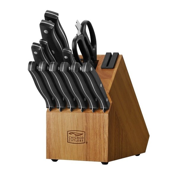 Chicago Cutlery Knife Block Set, 13-Piece, Stainless Steel/Wood, Black 1134083 - main