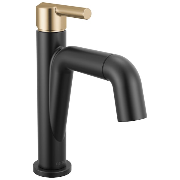 Delta Nicoli Single Handle Pull-Down Bathroom Faucet, 7.31 in, Matte Black / Champagne Bronze 15849LF-GZPD - main
