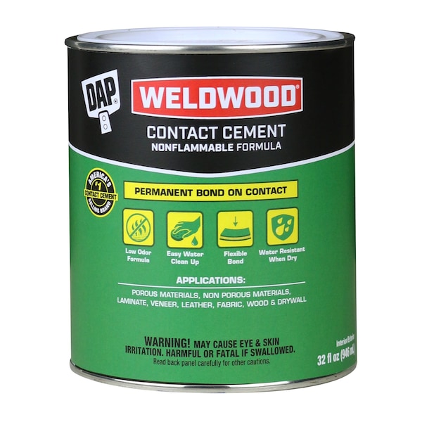Dap Contact Cement, Weldwood Nonflammable Series, Natural, 1 qt, Can 25332 - main