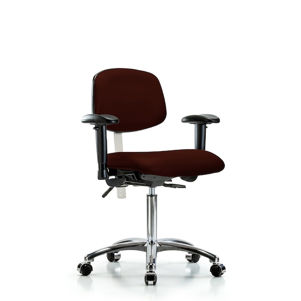 Blue Ridge Ergonomics Clean Room Chair Med Ben Chair, Vin, Chr, AA, Cast, Burg, CL100, Adjustable Arms, 22" to 29" Height BR-NCR-VMBCH-CR-T0-A1-NF-CC-8569 - main