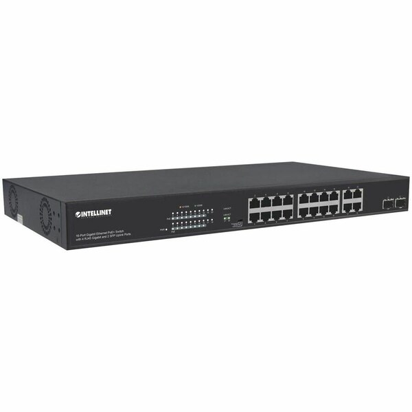 Intellinet Network Solutions Intellinet 16-Port Gigabit Ethernet PoE+ Switch with 4 RJ45 Gigabit and 2 SFP Uplink Ports 561419 - main
