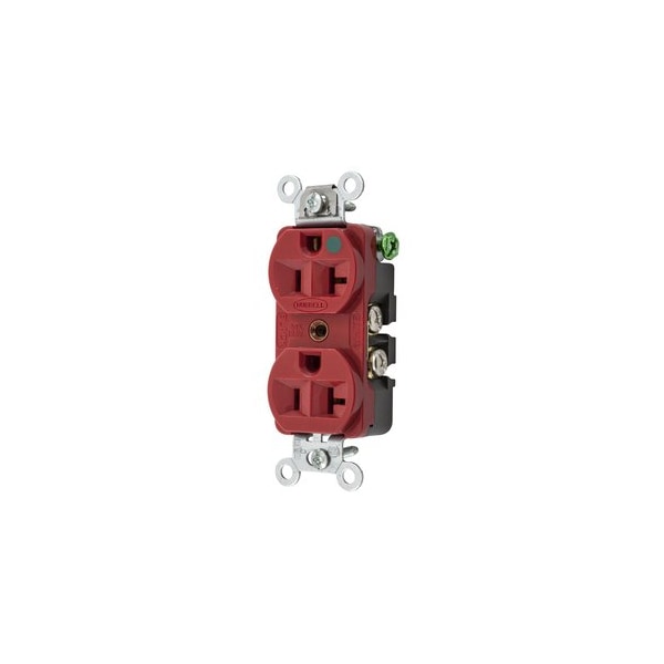Hubbell Wiring Compact Hospital Grade 2-Pole 3-Wire 20A 125V 5-20R Red Duplex Receptacle HBL8300HRED - main