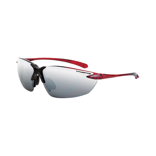 Crossfire Safety Glasses, Silver Mirror Lens, Shiny Black/Burgandy Red Frame, Yes, 1 PR 9233 - main