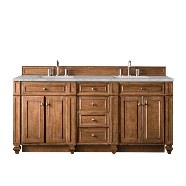 James Martin Vanities Bristol 72'' D Vanity, Saddle Brown w/ Victorian Sil Silestone Top w/FreePower Wireless Charger 157-V72-SBR-FVSL - main