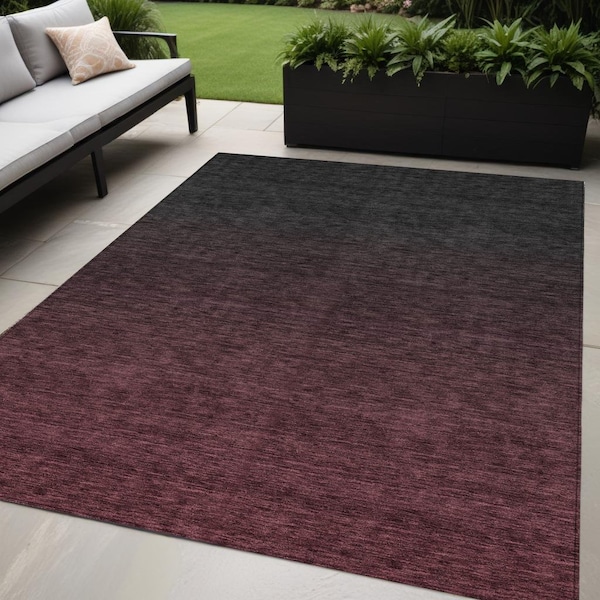 Homeroots 5' X 8' Merlot And Charcoal Abstract Washable Indoor Outdoor Area Rug 588949 - main