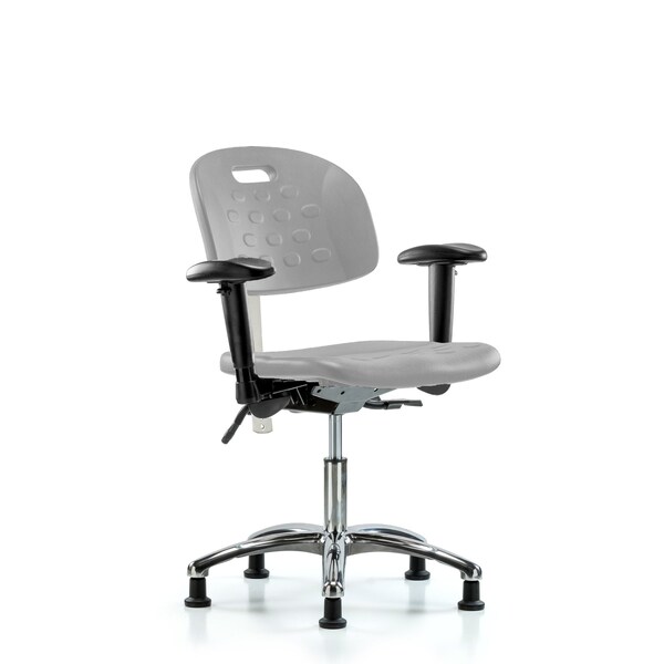 Blue Ridge Ergonomics CL100CleanRoom Chair - Desk Height with Seat Tilt, Adjustable Arms, & Stationary Glides in Gray Poly CLR-HPDHCH-CR-T1-A1-RG-GRY - main