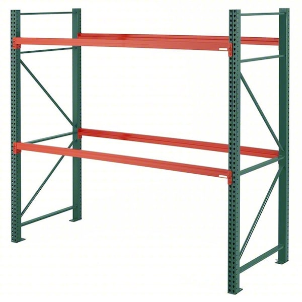 Steel King Pallet Rack Starter Kit, 12 ft H, 102 in W, 42 in D, Orange Beams/Green Uprights AP042144M400096S - main
