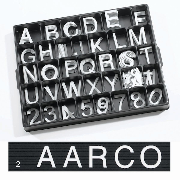 Aarco Universal Single Tab Changeable Letters, 2'' Helvetica Style Typeface, 320 Characters per Set HFD2.0 - main