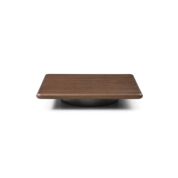 Homeroots 39" Brown and Silver Wood and Stainless Steel Square Pedestal Coffee Table 714607 - main