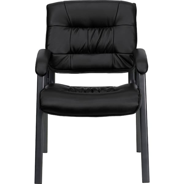 Flash Furniture Contemporary Side Reception Chair, Black Back, 23-1/4 in W 26" L 36" H, Padded, Leather Seat BT-1404-BKGY-GG - main