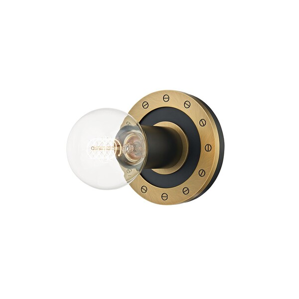 Troy Lighting Teo 1 Light Bath And Vanity 4.75 In. Patina Brass/Soft Black B2081-PBR/SBK - main