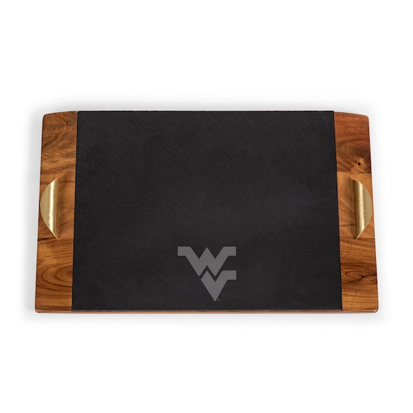 Picnic Time Family Of Brands NCAA West Virginia Mountaineers Covina Acacia and Slate Serving Tray 957-07-512-833-0 - main