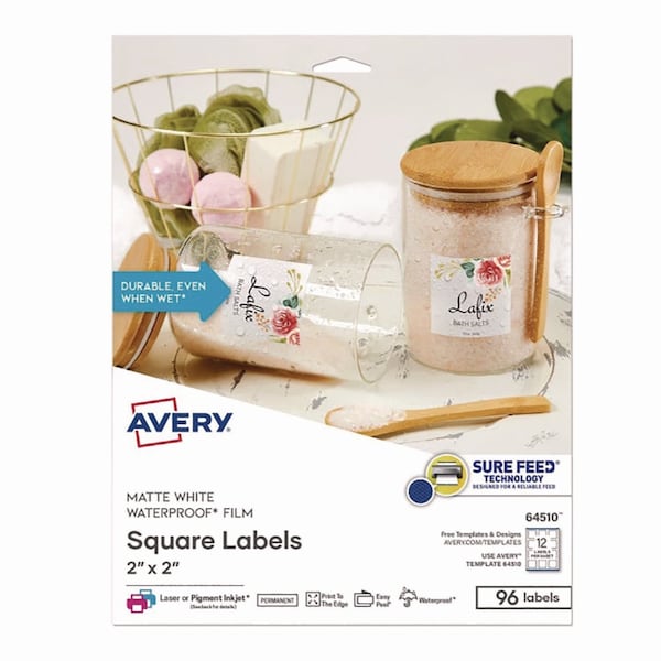 Avery Laser/Inkjet Multipurpose Label, 2 x 2, White, 96PK 64510 - main
