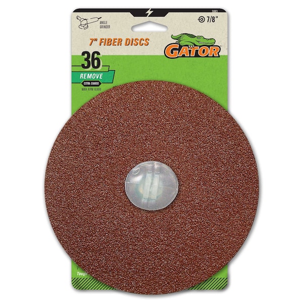 Gator Finishing 7 x 7/8 in. Angle Grinder Fiber Discs, 36 Grit, 3PK 3083 - main