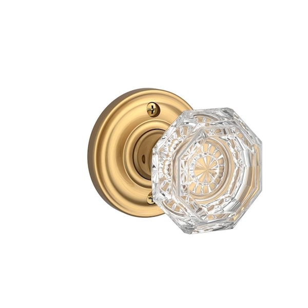 Baldwin Half Dummy Crystal Knob and Traditional Round Rose Lifetime Satin Brass Finish HDCRYTRR044 - main