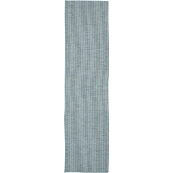 Homeroots 8' Aqua Power Loom Runner Rug 522436 - main